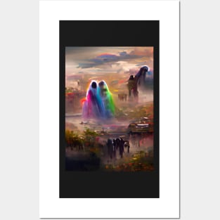 2 PSYCHEDELIC RAINBOW GHOSTS ON HALLOWEEN Posters and Art